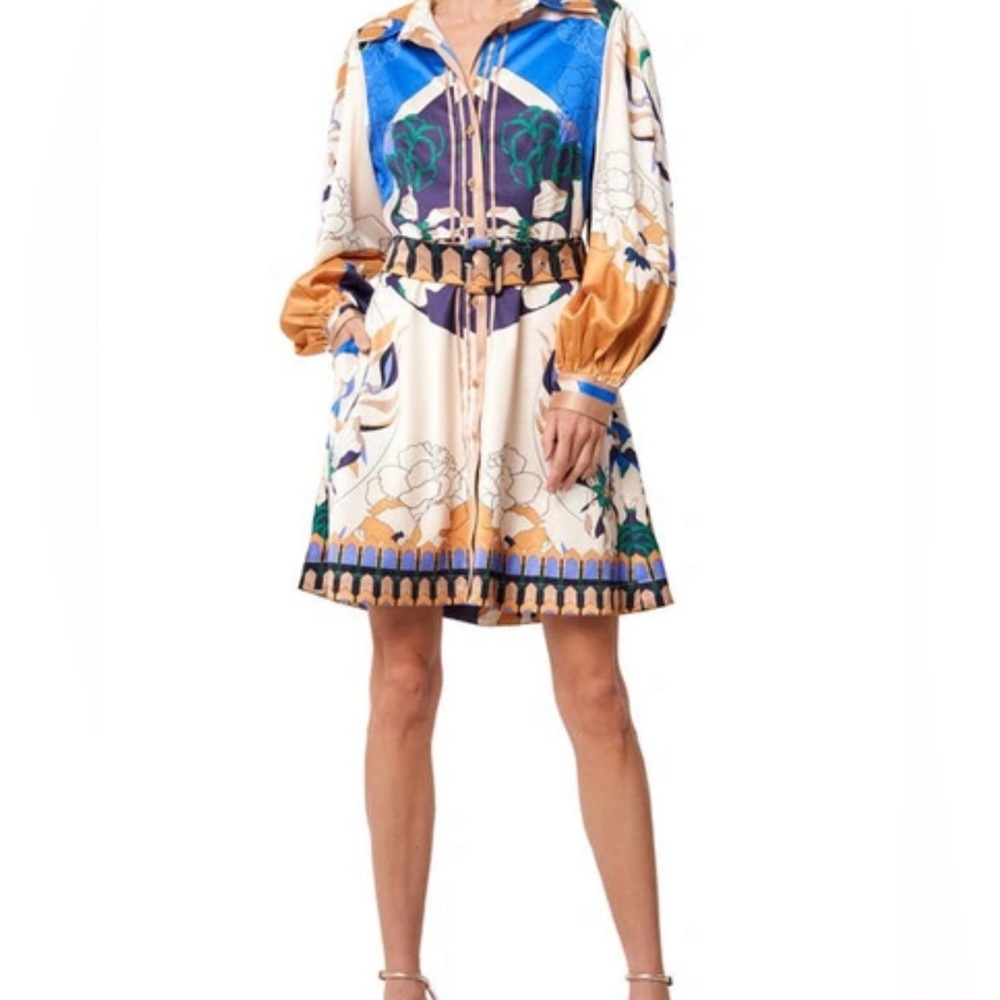 Floral Ciebon Print Long Sleeve Dress NWT Medium